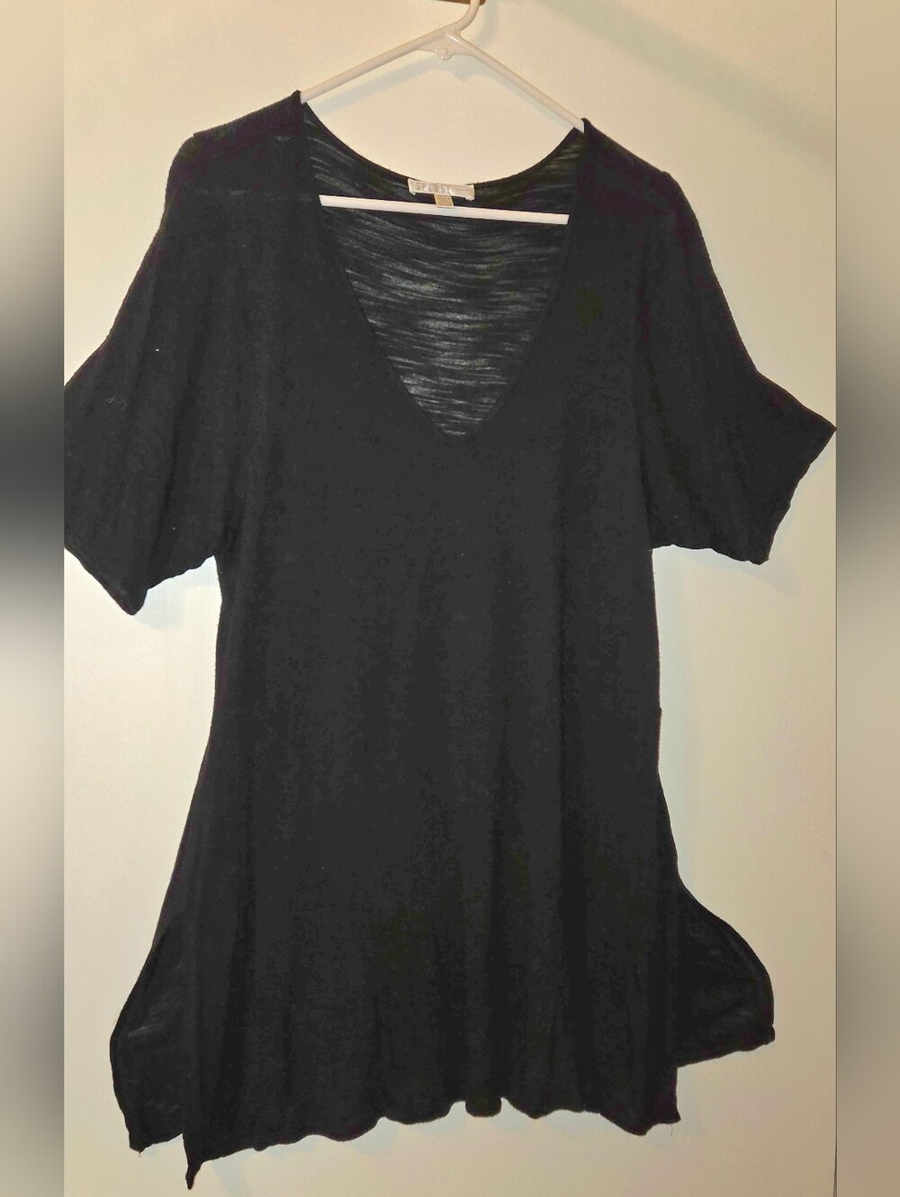 Spense Woman Black Short Sleeve V-neck Light Weight Top or Dress Size 1X